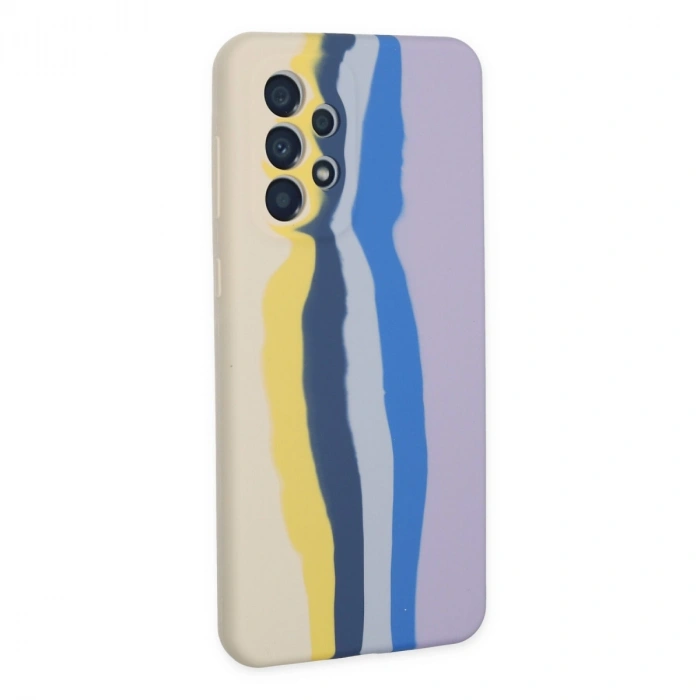 Samsung Galaxy A53 5g Kılıf Ebruli Lansman Silikon - Sarı-lila