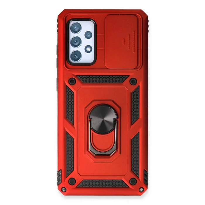 Samsung Galaxy A53 5g Kılıf Pars Lens Yüzüklü Silikon - Kırmızı