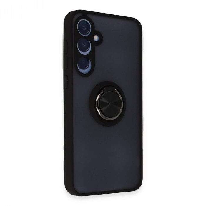 Samsung Galaxy A55 5g Kılıf Montreal Yüzüklü Silikon Kapak - Siyah