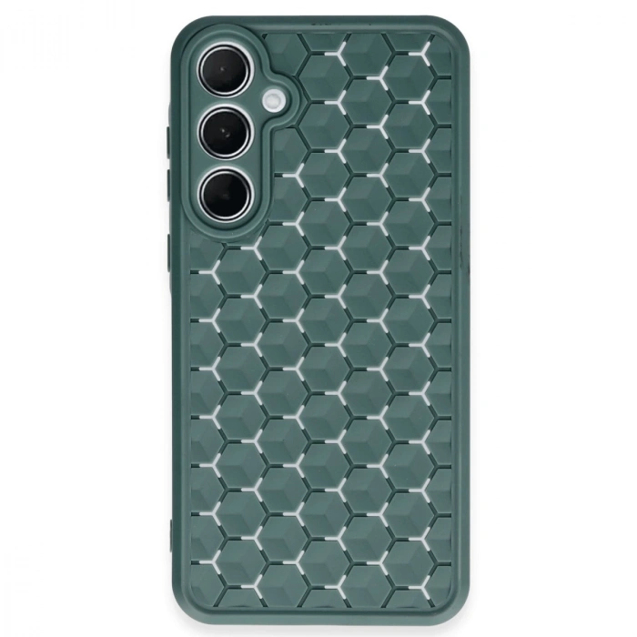 Samsung Galaxy A55 5g Kılıf Petek Silikon Kapak - Koyu Yeşil