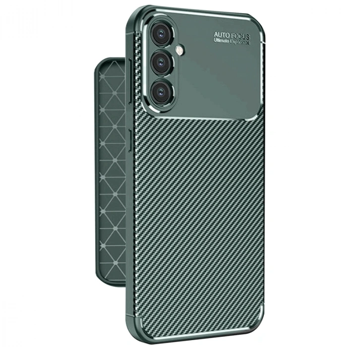 Samsung Galaxy A56 Kılıf Auto Focus Karbon Kapak - Koyu Yeşil