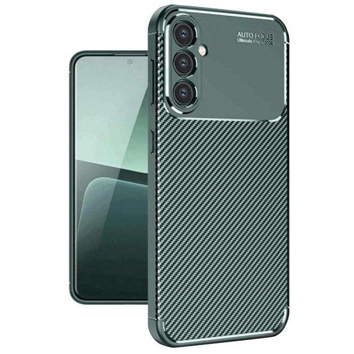 Samsung Galaxy A56 Kılıf Auto Focus Karbon Kapak - Koyu Yeşil
