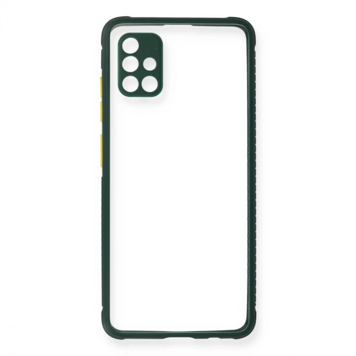 Samsung Galaxy A71 Kılıf Miami Şeffaf Silikon - Koyu Yeşil