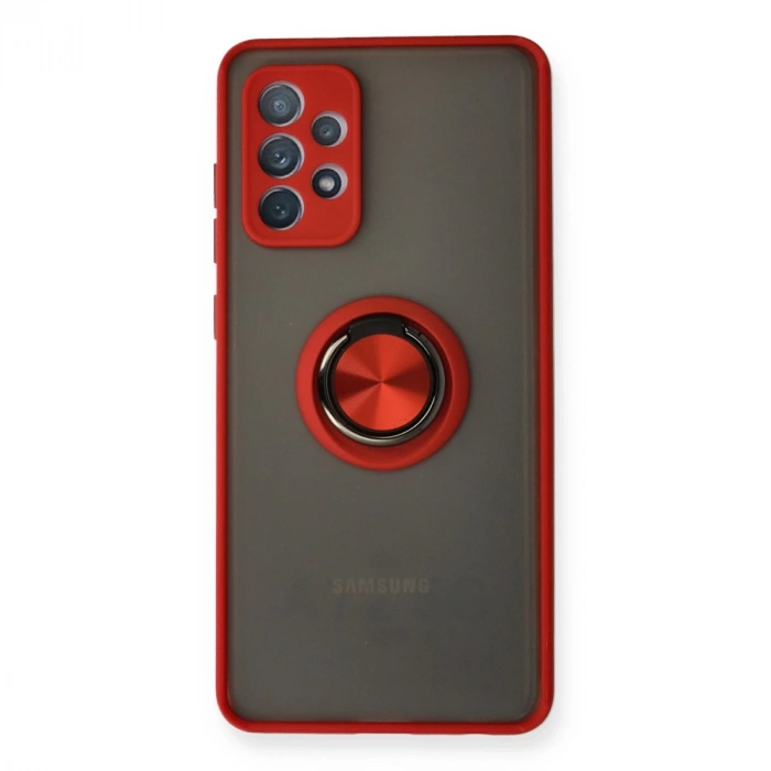 Samsung Galaxy A72 Kılıf Montreal Yüzüklü Silikon Kapak - Kırmızı