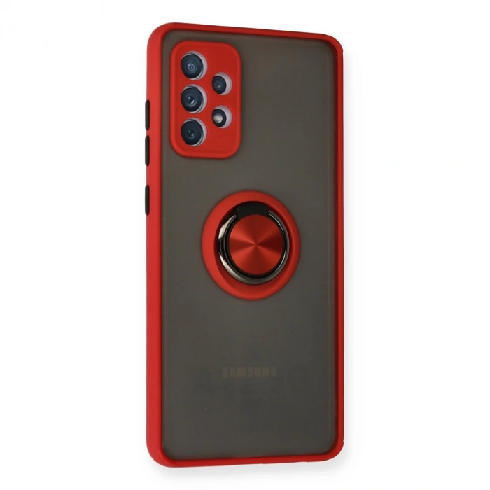 Samsung Galaxy A72 Kılıf Montreal Yüzüklü Silikon Kapak - Kırmızı