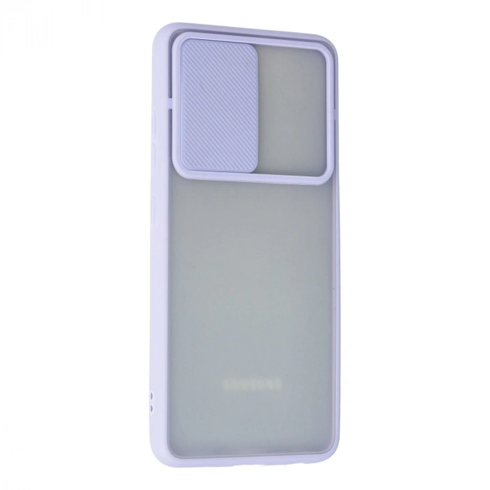 Samsung Galaxy A72 Kılıf Palm Buzlu Kamera Sürgülü Silikon - Lila