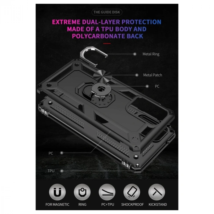 Samsung Galaxy A72 Kılıf Sofya Yüzüklü Silikon Kapak - Siyah