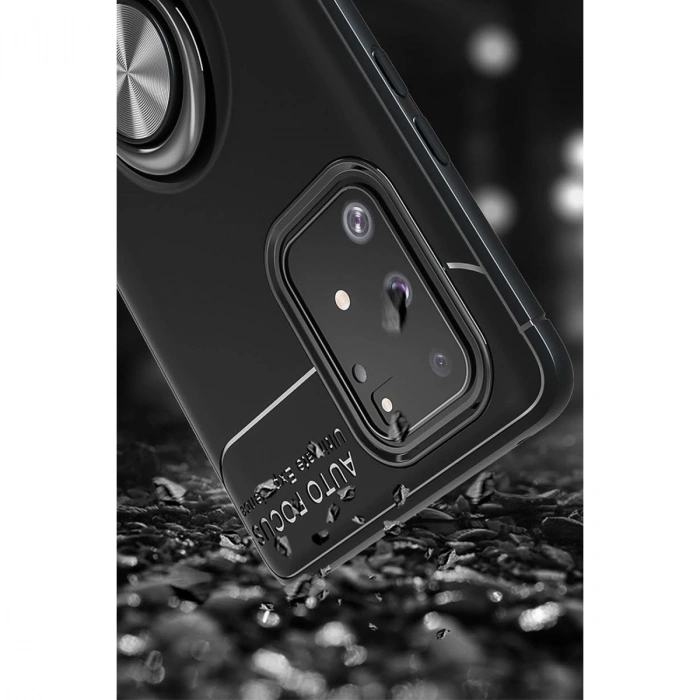 Samsung Galaxy A91 / S10 Lite Kılıf Range Yüzüklü Silikon - Siyah-kırmızı