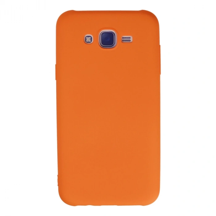 Samsung Galaxy J7 Kılıf Nano İçi Kadife Silikon - Turuncu