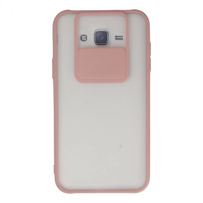Samsung Galaxy J7 Kılıf Palm Buzlu Kamera Sürgülü Silikon - Pembe