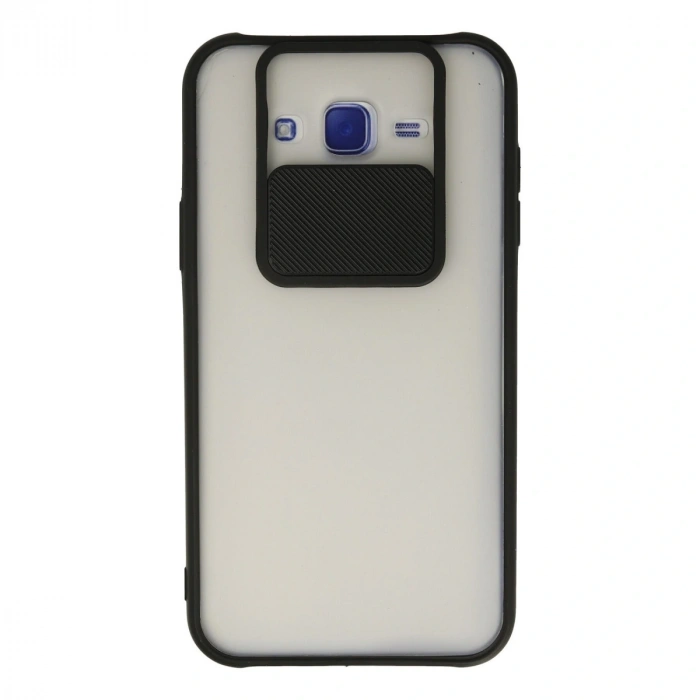 Samsung Galaxy J7 Kılıf Palm Buzlu Kamera Sürgülü Silikon - Siyah