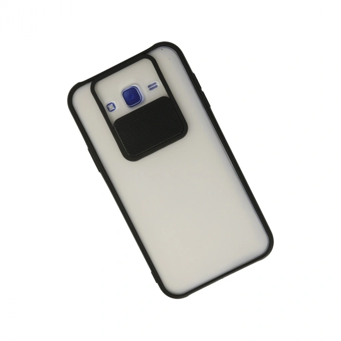 Samsung Galaxy J7 Kılıf Palm Buzlu Kamera Sürgülü Silikon - Siyah