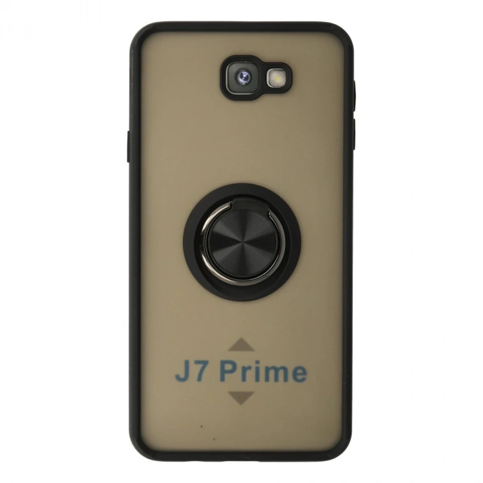 Samsung Galaxy J7 Prime Kılıf Montreal Yüzüklü Silikon Kapak - Siyah
