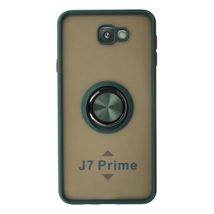 Samsung Galaxy J7 Prime Kılıf Montreal Yüzüklü Silikon Kapak - Yeşil