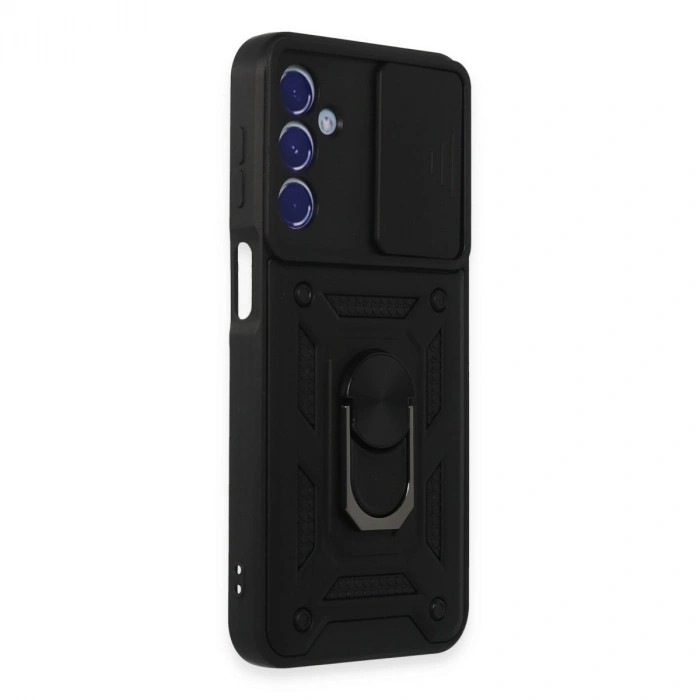 Samsung Galaxy M34 5g Kılıf Pars Lens Yüzüklü Silikon - Siyah