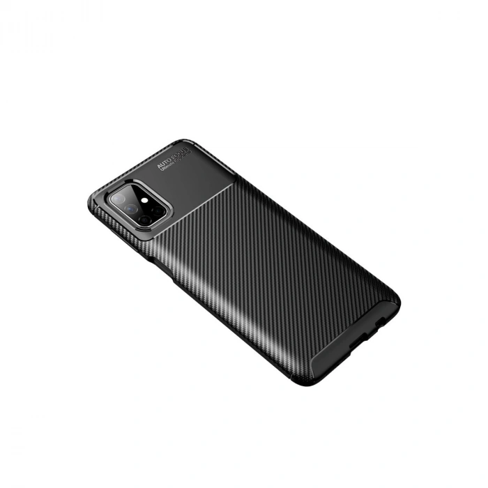 Samsung Galaxy M51 Kılıf Auto Focus Karbon Kapak - Siyah
