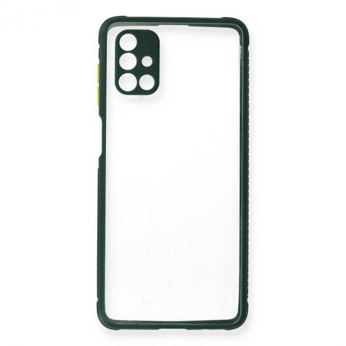 Samsung Galaxy M51 Kılıf Miami Şeffaf Silikon - Koyu Yeşil