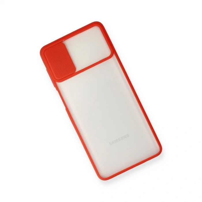 Samsung Galaxy M51 Kılıf Palm Buzlu Kamera Sürgülü Silikon - Kırmızı