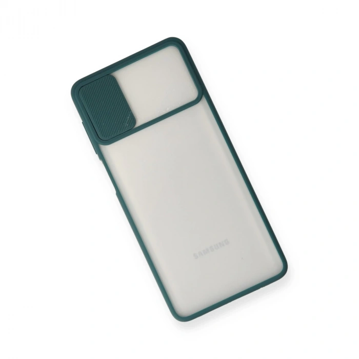 Samsung Galaxy M51 Kılıf Palm Buzlu Kamera Sürgülü Silikon - Yeşil