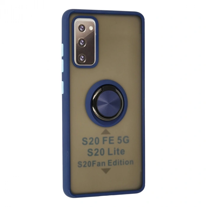 Samsung Galaxy S20 Fe Kılıf Montreal Yüzüklü Silikon Kapak - Lacivert