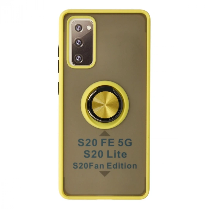 Samsung Galaxy S20 Fe Kılıf Montreal Yüzüklü Silikon Kapak - Sarı