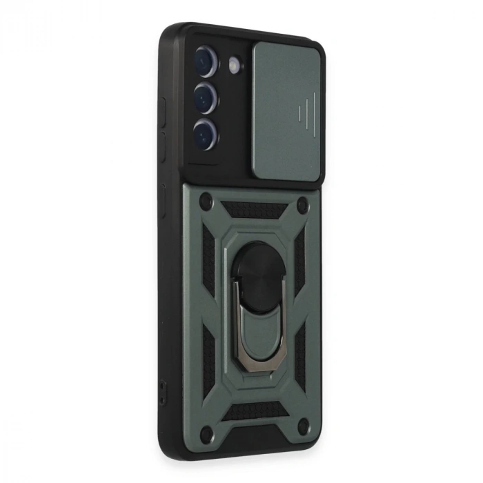 Samsung Galaxy S21 Fe Kılıf Pars Lens Yüzüklü Silikon - Yeşil