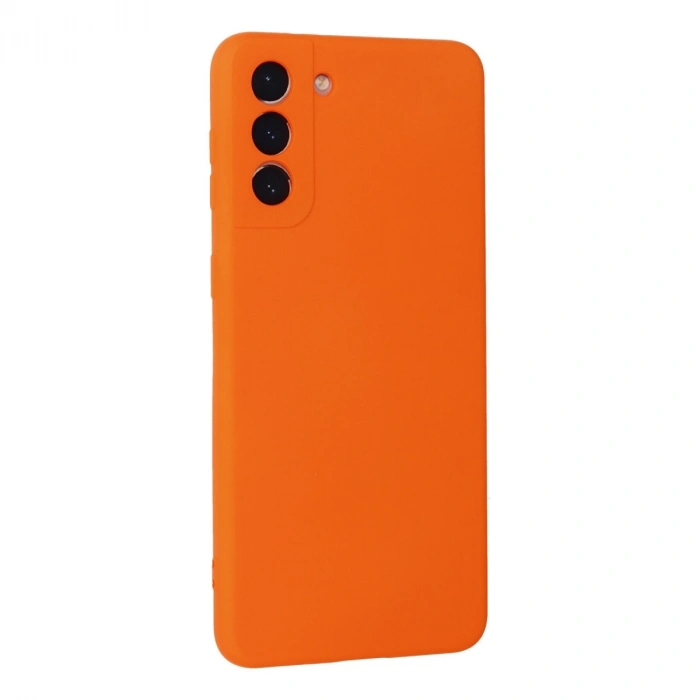 Samsung Galaxy S21 Plus Kılıf Nano İçi Kadife Silikon - Turuncu