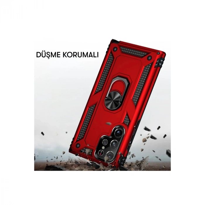 Samsung Galaxy S21 Ultra Kılıf Sofya Yüzüklü Silikon Kapak - Gold