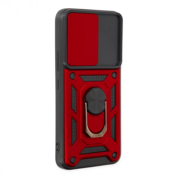 Samsung Galaxy S22 Kılıf Pars Lens Yüzüklü Silikon - Kırmızı