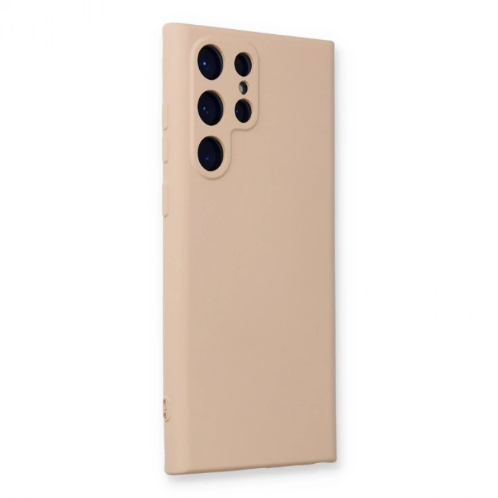 Samsung Galaxy S22 Ultra Kılıf Nano İçi Kadife Silikon - Pudra