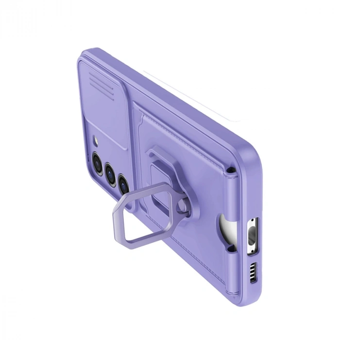 Samsung Galaxy S23 Plus Kılıf Zuma Kartvizitli Yüzüklü Silikon - Lila