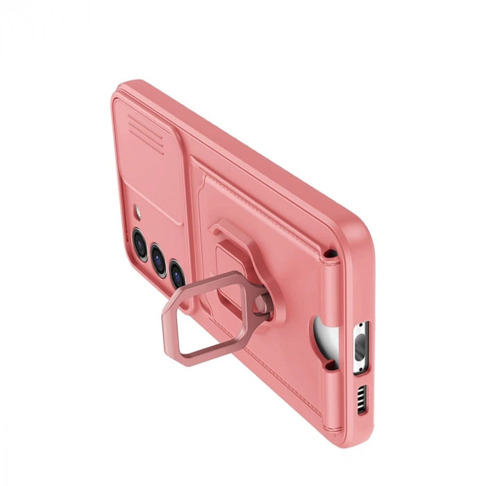 Samsung Galaxy S23 Plus Kılıf Zuma Kartvizitli Yüzüklü Silikon - Pembe