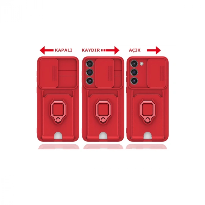 Samsung Galaxy S23 Plus Kılıf Zuma Kartvizitli Yüzüklü Silikon - Pembe