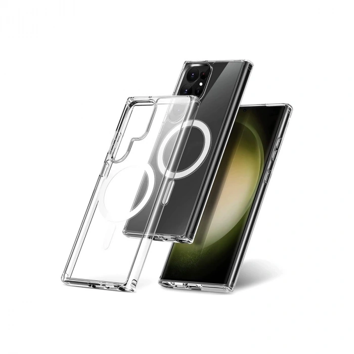 Samsung Galaxy S23 Ultra Kılıf Magneticsafe Şeffaf Silikon - Şeffaf