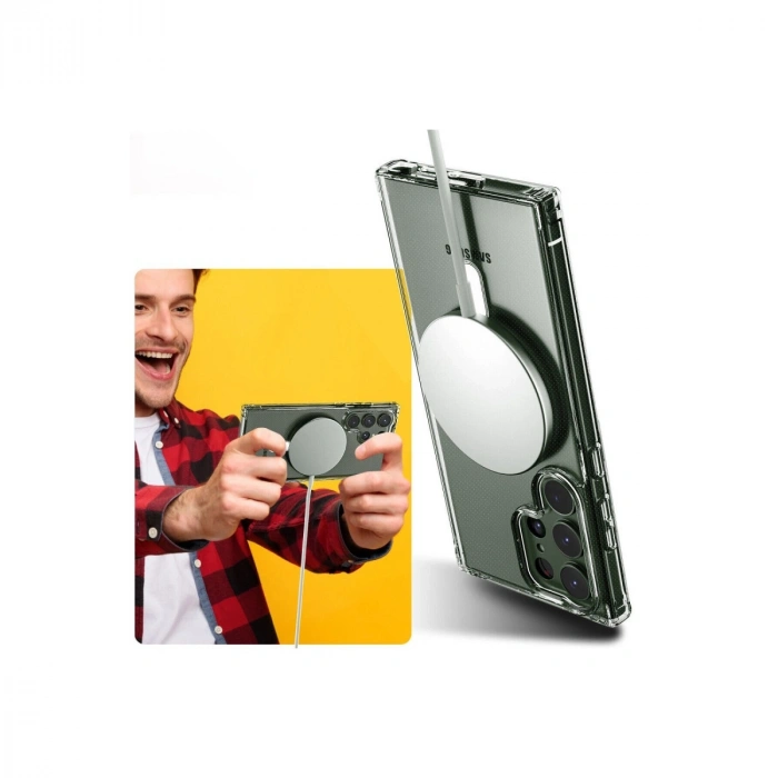 Samsung Galaxy S23 Ultra Kılıf Magneticsafe Şeffaf Silikon - Şeffaf