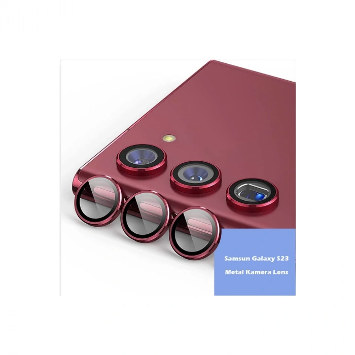 Samsung Galaxy S23 Ultra Metal Kamera Lens - Kırmızı