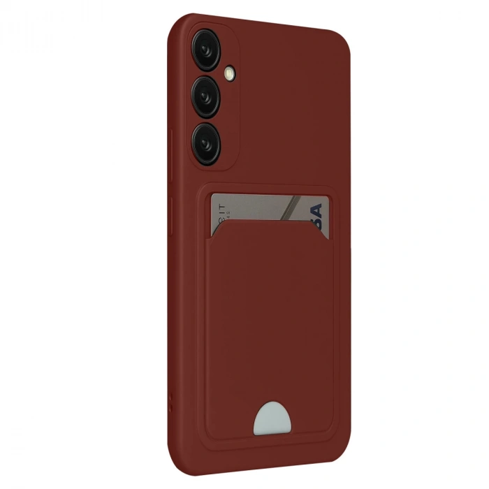 Samsung Galaxy S24 Fe Kılıf Kelvin Kartvizitli Silikon - Bordo