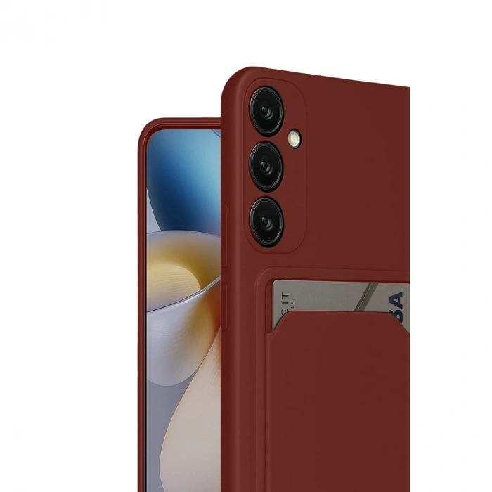 Samsung Galaxy S24 Fe Kılıf Kelvin Kartvizitli Silikon - Bordo