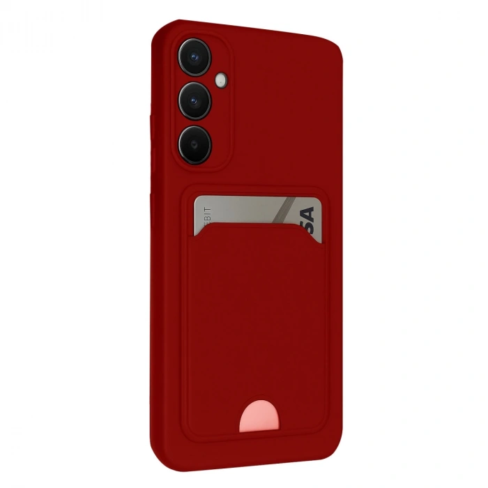 Samsung Galaxy S24 Fe Kılıf Kelvin Kartvizitli Silikon - Kırmızı