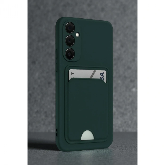 Samsung Galaxy S24 Fe Kılıf Kelvin Kartvizitli Silikon - Koyu Yeşil