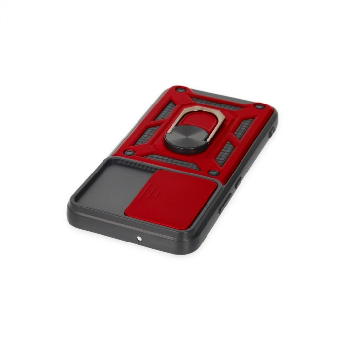 Samsung Galaxy S24 Kılıf Pars Lens Yüzüklü Silikon - Kırmızı