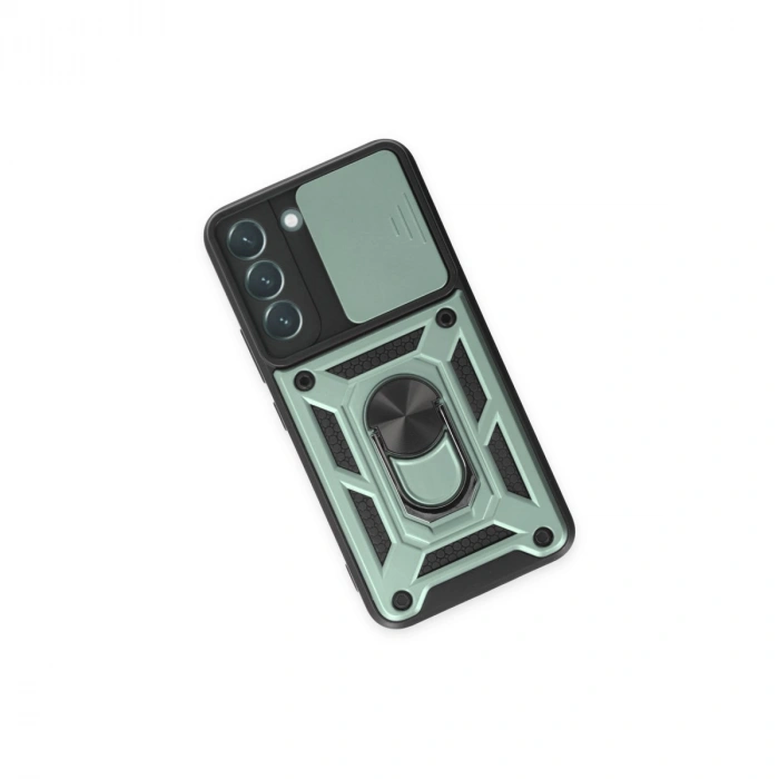 Samsung Galaxy S24 Kılıf Pars Lens Yüzüklü Silikon - Yeşil