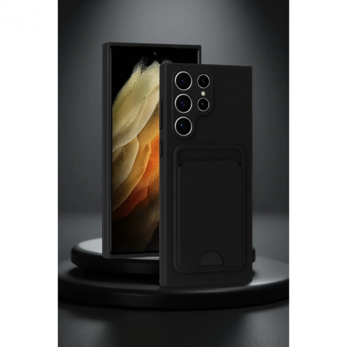 Samsung Galaxy S24 Ultra Kılıf Kelvin Kartvizitli Silikon - Siyah