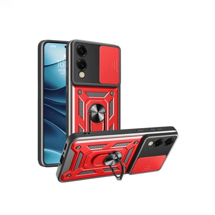 Samsung Galaxy S25 Edge Pars Lens Yüzüklü Silikon - Kırmızı