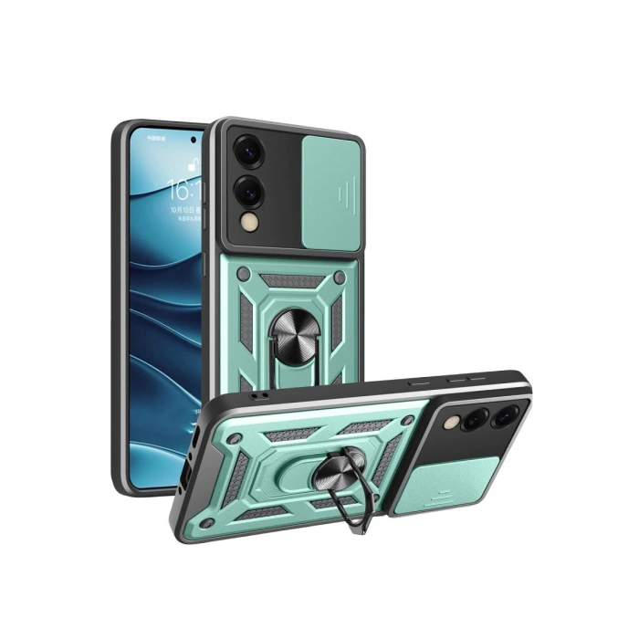 Samsung Galaxy S25 Edge Pars Lens Yüzüklü Silikon - Yeşil