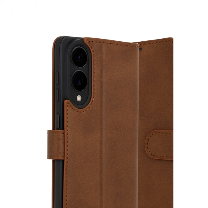 Samsung Galaxy S25 Edge Trend S Plus Kapaklı Kılıf - Taba