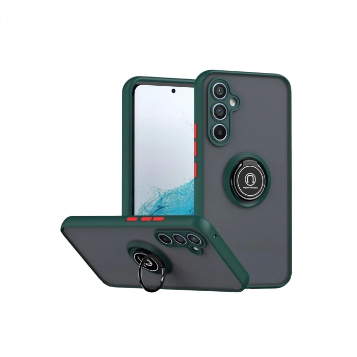 Samsung Galaxy S25 Fe Montreal Yüzüklü Silikon Kapak - Yeşil