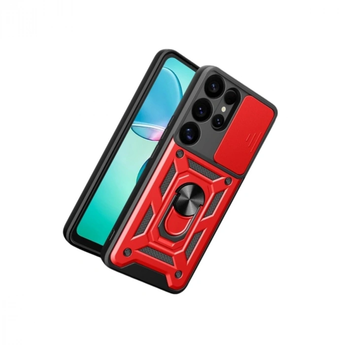 Samsung Galaxy S26 Ultra Pars Lens Yüzüklü Silikon - Kırmızı