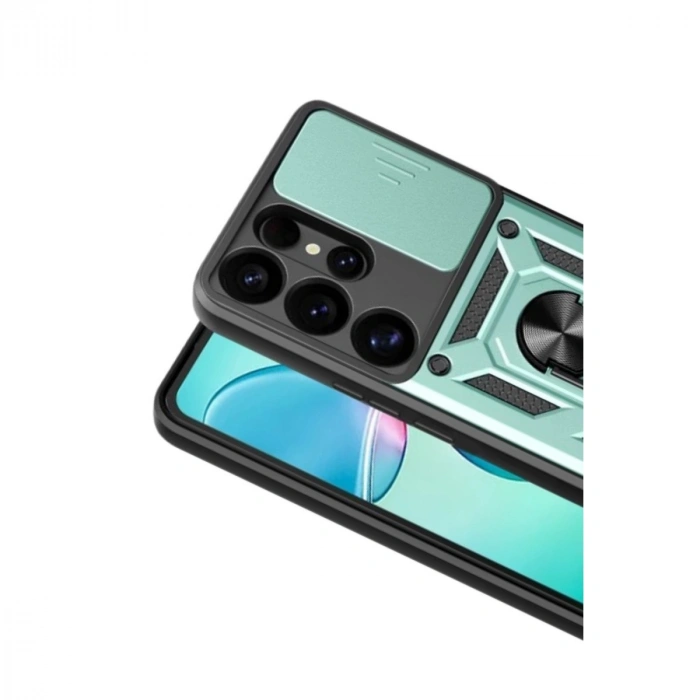 Samsung Galaxy S26 Ultra Pars Lens Yüzüklü Silikon - Yeşil