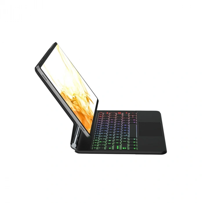 Samsung Galaxy T737 Tab S7 Fe 12.4 Kılıf Eternal Ledli Klavyeli Tablet Kılıfı - Siyah